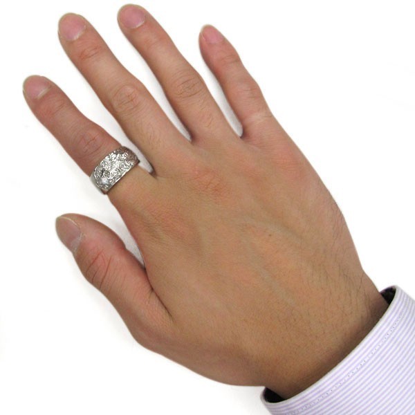 メンズ 指輪 百合の紋章 10金 1月誕生石 ガーネット リング 指輪