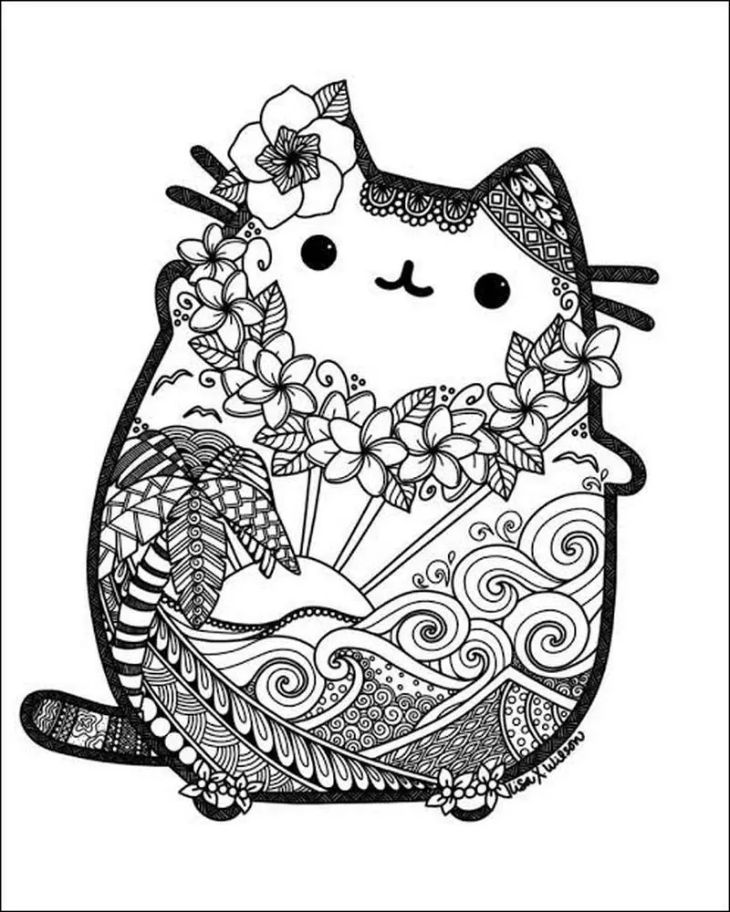 Gambar Kucing Lucu dengan Ornamen Batik
